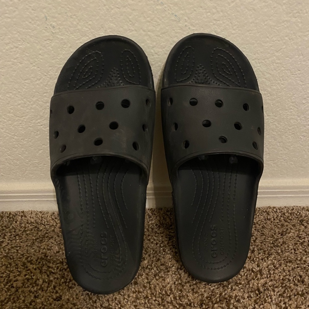 Black Croc Slides Size: Men 9 Womens 11